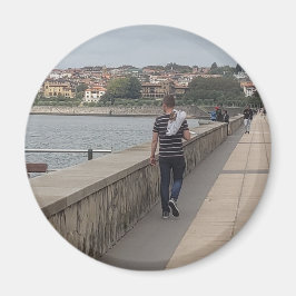 Wandelen rond de haven in Bilbao, Spanje koelkast Magneet