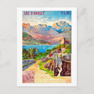 Wandelen rond het Annecy-meer, vintage reis Briefkaart