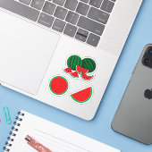 Wandelen van Watermeloen Sticker (Laptop met iPhone)