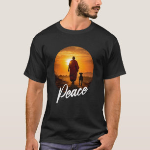 Wandelen voor vrede u2013 Monnik met Aloka-hond Zo T-shirt