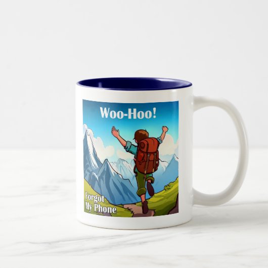 Wandelen Woo-Hoo Mijn telefoon vergeten Tweekleurige Koffiemok (Rechts)