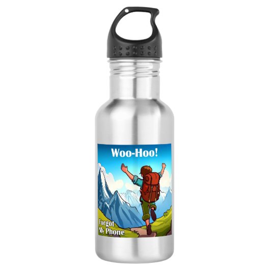 Wandelen Woo-Hoo Mijn telefoon vergeten Waterfles (Voorkant)