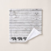 Wandelend Beer Grijze houten patroondoekset Bad Handdoek (Wasdoekje)