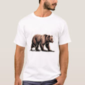Wandelend bruin beer illustratie t shirten t-shirt (Voorkant)