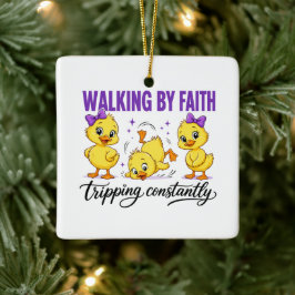 Wandelend in geloof eend ornament 