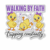 Wandelend in het geloof Eenden Sticker  (Voorkant)