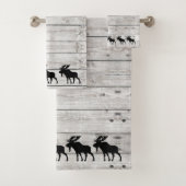 Wandelend Moose Grey Wood Pattern Bath Towel Set Bad Handdoek (Insitu)