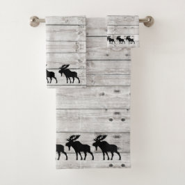Wandelend Moose Grey Wood Pattern Bath Towel Set Bad Handdoek