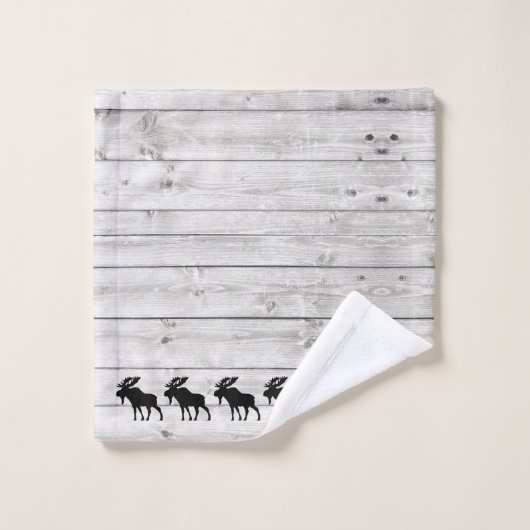 Wandelend Moose Grey Wood Pattern Bath Towel Set Bad Handdoek (Wasdoekje)