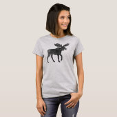 Wandelend Moose Silhouette Weathered Faded Style T-shirt (Voorkant volledig)
