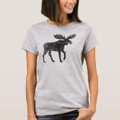 Wandelend Moose Silhouette Weathered Faded Style T-shirt (Voorkant)