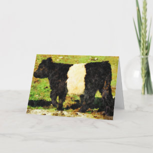 Wandelende Belted Galloway stierkalf Gefeliciteerd Feestdagen Kaart