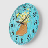Wandelende Boots & Flowers Round (Grote) wandklok (Hoek)