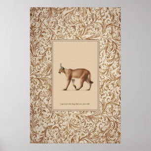 Wandelende Caracal Poster Print  Neutrale Wilde Di