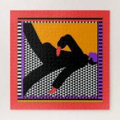 Wandelende dame in zwart Chevron rood Legpuzzel (Horizontaal)