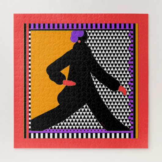 Wandelende dame in zwart Chevron rood Legpuzzel (Verticaal)