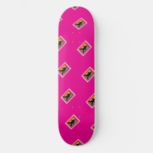 Wandelende Dame In Zwart Heet Roze Persoonlijk Skateboard