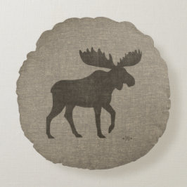 Wandelende Eland Silhouet Landelijke Blokhut Decor Rond Kussen