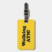 Wandelende geldautomaat. bagagelabel (Voorkant verticaal)