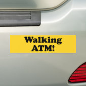 Wandelende geldautomaat. bumpersticker (Op auto)