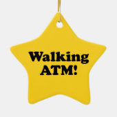 Wandelende geldautomaat. keramisch ornament (Achterkant)