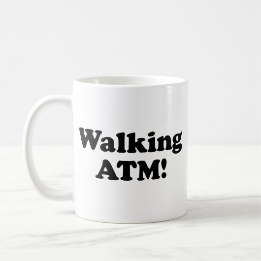 Wandelende geldautomaat. koffiemok (Links)