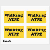 Wandelende geldautomaat. rechthoekige sticker (Vel)