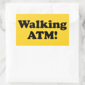 Wandelende geldautomaat. rechthoekige sticker (Tas)