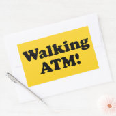 Wandelende geldautomaat. rechthoekige sticker (Envelop)