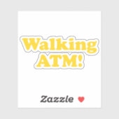 Wandelende geldautomaat. sticker (Vel)