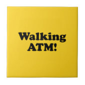 Wandelende geldautomaat. tegeltje (Voorkant)
