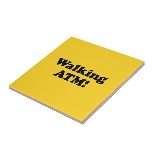 Wandelende geldautomaat. tegeltje (Zijkant)