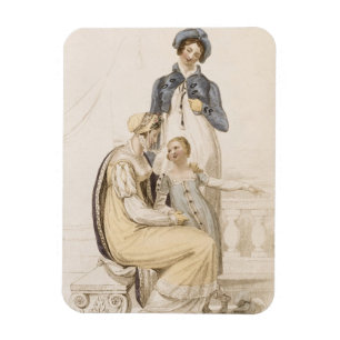 Wandelende jurken, mode bord van Ackermann's Re Magneet