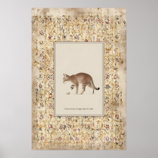 Wandelende Kat Illustratie Poster Kalm Kat Kunstpr (Voorkant)