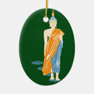 Wandelende kerstversiering in Boeddha (keramiek) Keramisch Ornament
