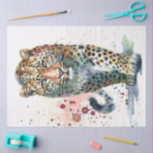 Wandelende Luipaard Aquarel Verfspatten Tissuepapier (Craft)