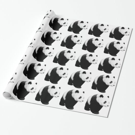 Wandelende Panda Kunstwerk Kerst Inpakpapier (Uitgerold)