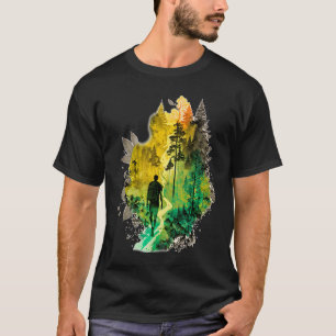 Wandelende pelgrims kamperen bergen bos natuur t-shirt