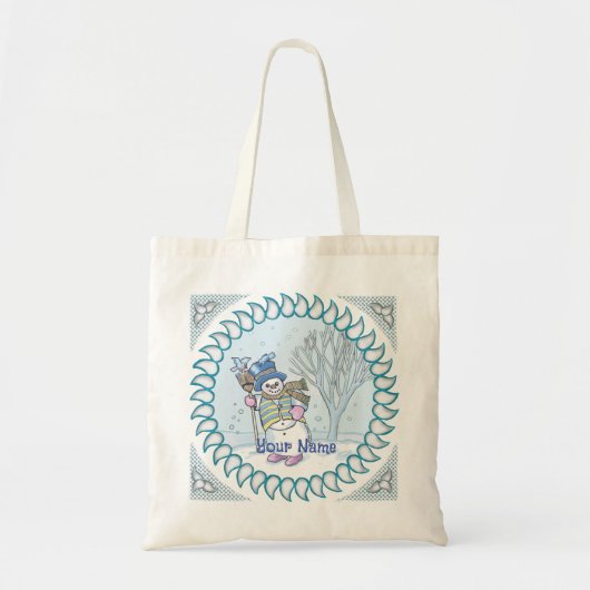 wandelende Snowman canvas tassen (Voorkant)