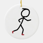 Wandelende Stickman Keramisch Ornament (Achterkant)