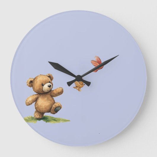 WANDELENDE TEDDYBEER GROTE KLOK (Voorkant)
