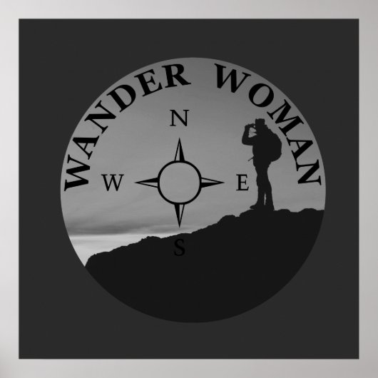 wandelende vrouw hiking poster (Voorkant)