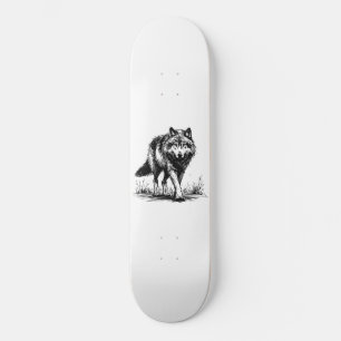 Wandelende Wolf Illustratie Skateboard