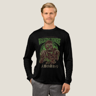 Wandelende Zombie Horror Vintage Kunst Tri-Blend Shirt