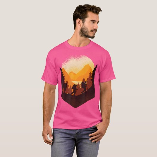 Wandelgroep in berglandschap Cool Hiker Grap T-shirt (Voorkant volledig)