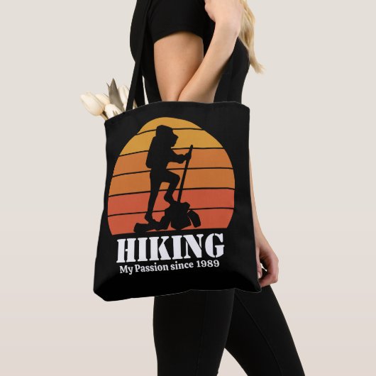 Wandelhobby Retro Sunset Personaliseren Tote Bag (Dichtbij)
