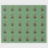 Wandelhout in Santa Hat kerstpapier Cadeaupapier (Vlak)