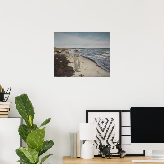 Wandeling aan zee. Olieverf op doek.  Poster (Thuiskantoor)