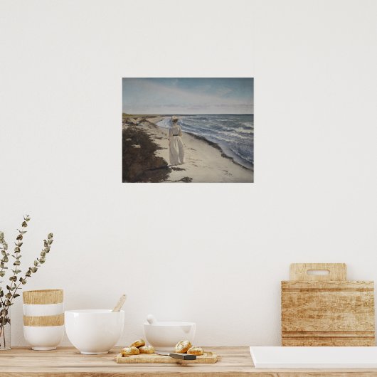 Wandeling aan zee. Olieverf op doek. Poster (Keuken)