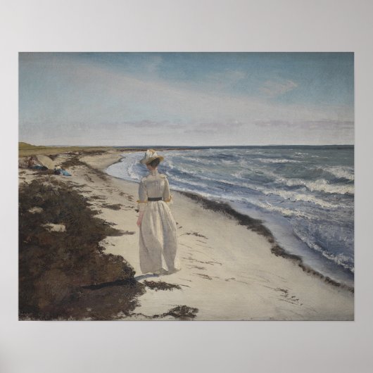 Wandeling aan zee. Olieverf op doek.  Poster (Voorkant)